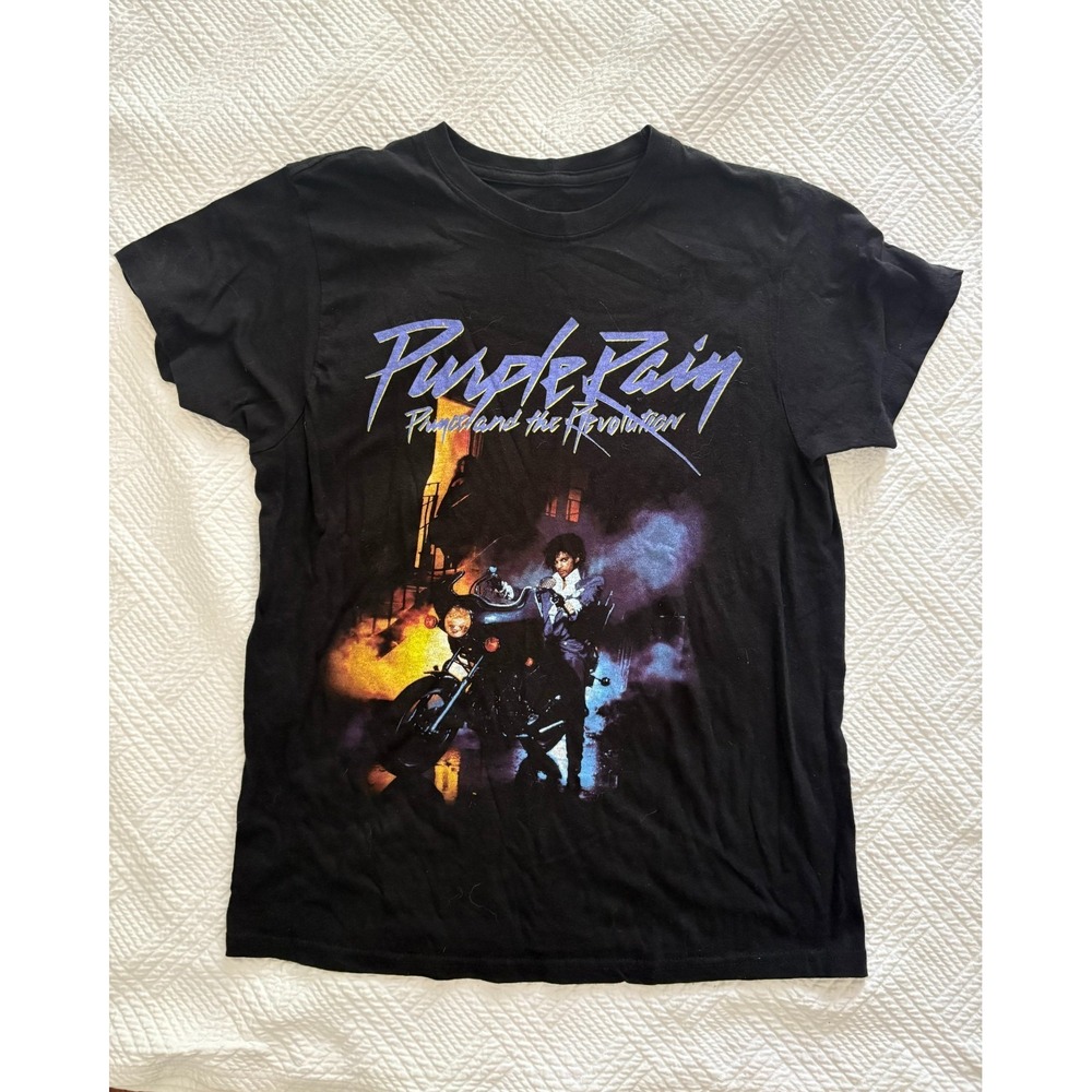 Prince Purple Rain T-Shirt Size Medium Black Short Sleeve Official Retro